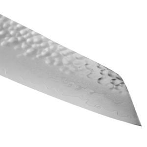 Cuchillo de Chef Kiritsuke Premier Blonde, Hoja de Acero de Damasco Martillada, Cuchillo de Cocina Multiusos con Mango de Madera Pakkawood Blanca - Product Image 4