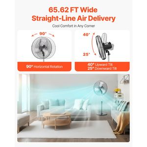 Ventilatore Industriale a Piantana da 18 Pollici ad Alta Potenza con Oscillazione a 90 Gradi, 3 Velocità Regolabili e Altezza Regolabile - Product Image 6