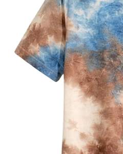 Manufacturer <b>Blue</b> Brown Tie <b>Dye</b> T Shirt Men Cotton Crew Neck Short Sleeve Vintage Wash Casual Streetwear OEM Wholesale Tee - Product Image 5