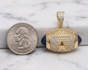 Amuletos Deportivos de Fútbol Americano de Lujo con Moissanita VVS, Certificados GCI IDGL, Chapados en Oro sobre Plata 925, Estilo Hip Hop, de los Dallas Cowboys - Product Image 6