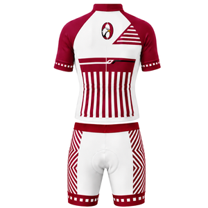 Crimson Red White <b>Cycling</b> Jersey <b>Shorts</b> Set <b>Short</b> Sleeve Full Zip Quick Dry <b>Padded</b> Bicycle Racing Training Team Performance - Product Image 2