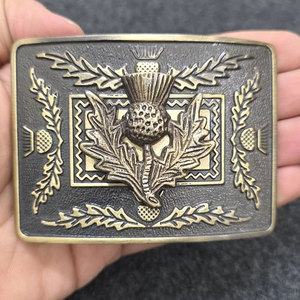 Boucle de ceinture Kilt Thistle écossais pour hommes, boucles de ceinture Highland, accessoires vintage en laiton antique - Product Image 4