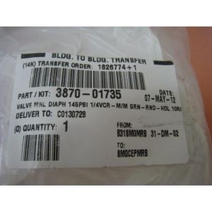 วาล์ว AMAT 3870-01735 MNL Diaph 145 PSI 1/4 VCR - อุปกรณ์และอะไหล่เซมิคอนดักเตอร์ระดับโลกที่เชื่อถือได้ - Product Image 1