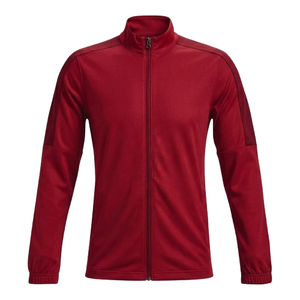 Veste en polaire rouge pour homme, fermeture éclair intégrale, col montant, vêtement décontracté d'automne, matière polyester respirante, coupe classique - Product Image 1