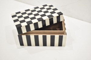 High Quality Black White Checkered Wood Jewelry <b>Box</b> Decorative <b>Storage</b> for Home and Bedroom Use Available For Sale - Product Image 4