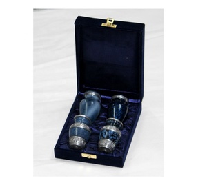 Urna de cremación azul para cenizas, Juego de 4 urnas pequeñas azules para cenizas, urna conmemorativa con caja de terciopelo - Product Image 2