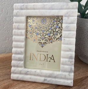 <b>white</b> marble photo <b>frame</b> fluted picture <b>frame</b> ribbed stone <b>frame</b> handmade tabletop photo holder luxury home decor elegant trendy - Product Image 6