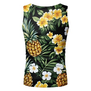 Débardeur Homme Personnalisé en Polyester Spandex à Impression Intégrale, Motif Tropical, Col Rond, Chemises d'Été, Prix d'Usine, Vente en Gros - Product Image 2