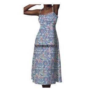 Nuevo Vestido Túnica Estilo Bohemio Indio de Algodón con Tirantes Finos, Estampado Floral, Transpirable, Diseño para Mujer, Ropa de la India - Product Image 3