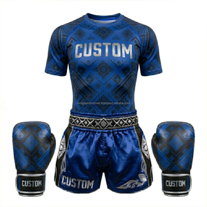 Muay Thai <b>Shorts</b> Rashguard Training Set OEM Custom Logo Sublimation Breathable <b>Polyester</b> Spandex BJJ Gym Wear Bulk - Product Image 4