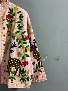 Unique Touch Beautiful Hand Embroidered Suzani Jacket Floral Deer Motif Statement Boho Cotton <b>Velvet</b> <b>Coat</b> Folk Art Winter Blazer - Product Image 4
