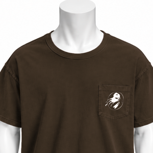 Dark Brown Weathered <b>Pocket</b> Tee Garment Washed Cotton Short Sleeve <b>T</b> <b>Shirt</b> Relaxed Fit Chest <b>Pocket</b> Vintage Casual Streetwear - Product Image 3