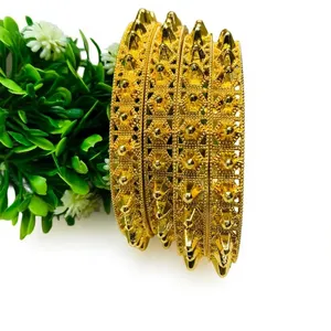 Hot Sale New Gold Plated 4pcs <b>Bangles</b> with Zircon Classic Style Women's Fashion Jewelry for Gift - Product Image 1