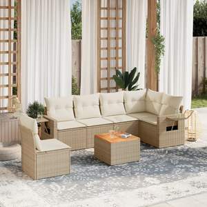 Ensemble de canapés de jardin beige pour meubles de patio - Product Image 1