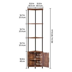 5 Tier <b>Corner</b> Shelf with <b>LED</b> <b>Light</b> 65.4\" Tall Bookshelf Storage Cabinet Multi-Color Display Shelf for Home Convenienc - Product Image 5