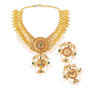 Antique Gold Plated Designer Lakshmi Style <b>Necklace</b> <b>and</b> <b>Earring</b> <b>Set</b> for <b>Bridal</b> - Product Image 2