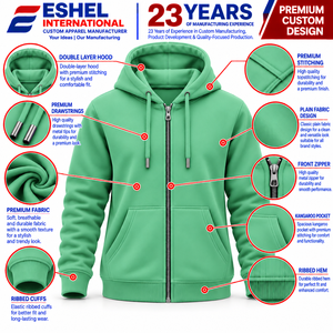Fabricante de sudaderas con cremallera de peso medio con opciones de tela personalizadas para compradores B2B de ropa que buscan producción personalizada a granel. - Product Image 1