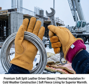 Leather Work <b>Gloves</b> Heavy Duty Cowhide Grain & Split Leather Smooth Finish Anti Slip Straight Cuff General Purpose Safety <b>Gloves</b> - Product Image 4