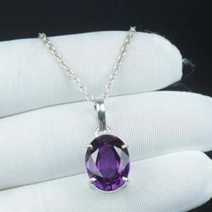 Magnifique pendentif en tanzanite bicolore de coupe ovale, collier unique en argent sterling 925, cadeau - Product Image 6