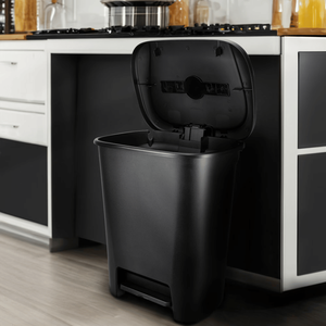 Bidone della Spazzatura in Plastica Resistente da 77 Litri con Pedale e Coperchio Nero per Uso Domestico e Stradale - Product Image 5