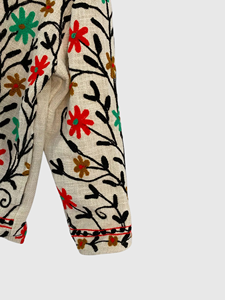 Veste en coton brodée à la main avec des motifs floraux, manches longues, col Peter Pan, style Prairie Chic, vêtement de printemps pour femmes, longueur standard - Product Image 3