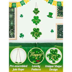 Grande Décoration Murale en Bois 10 x 33,5 pour la Fête de la Saint-Patrick – Panneau de Porte Joyeuse Fête de la Saint-Patrick – Panneau Mural Porte-Bonheur - Product Image 3