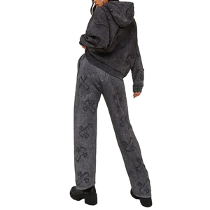 Survêtement femme 100% coton délavé à l'acide, respirant, coupe oversize, avec logo personnalisé, vente en gros - Product Image 4