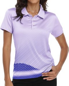 Polo de Manga Corta para Mujer con Estampado Abstracto Colorido, Base Blanca, Tejido de Poliéster de Secado Rápido, Corte Regular Informal, OEM - Product Image 5