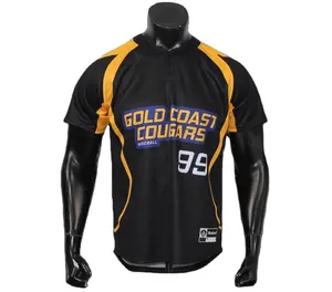 새로운 디자인 여성 야구 유니폼 2 버튼 V 넥 짧은 소매 소프트볼 유니폼 소년 유행 검은 황금 야구 셔츠
