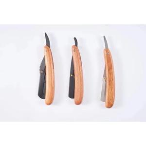 Navaja de afeitar plegable con mango de madera, hoja de acero inoxidable, herramienta de afeitado de una sola hoja para barbería - Product Image 2