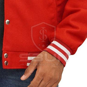 Men Varsity Jacket Premium Regular Fit <b>Covered</b> <b>Button</b> Closure Stand Waterproof Windproof Custom Embroidery OEM ODM Service - Product Image 6