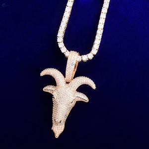 Pendentif Tête de Chèvre en Moissanite VVS de Luxe, Micro-Pavé, Breloques Thème Animal, Pendentif Bling Iced Out Style Rappeur, Bijoux de Mode pour Hommes - Product Image 3