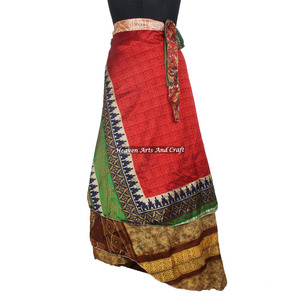 100 Formas de Usar la Falda Larga de Seda Vintage India Magic Wrap de 38 Pulgadas, Falda Maxi de Seda Reversible India - Product Image 2