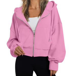 Custom Women Cropped Hoodie Fleece Pullover Sweatshirt Casual Fitness Streetwear Long Sleeve Private Label ODM Apparel - Product Image 1