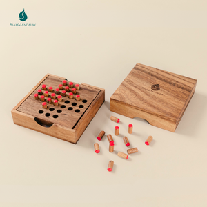 Solitario: Rompecabezas de madera tipo Solitario, juego clásico de estrategia de saltos y eliminaciones, rompecabezas lógico, juguete educativo para niños, adultos y familias - Product Image 5