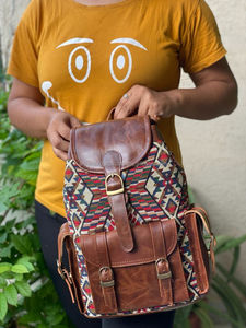 Nuevo estilo bohemio occidental Vintage hecho a mano Jacquard cuero cordón mochilas mano Stitch Klim cuero genuino estilo indio bolsas - Product Image 2