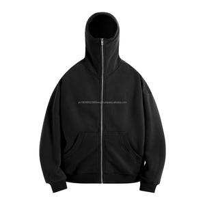 Wholesale High Quality Zip up Hoodie Men <b>Brown</b> Blank Hoodie Oversized Hoodie Zip up 500gsm - Product Image 2