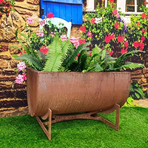 Macetero Grande de Metal Galvanizado, Ideal para Espacios Públicos, Caminos de Jardín y Exhibiciones de Plantas en Carreteras, Construcción Metálica Duradera - Product Image 4