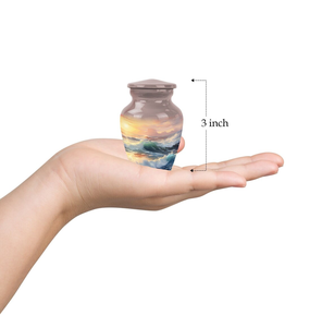 Ocean Sunset Cremation Urn Stainless Steel Keepsake Vessel Scenic Memorial <b>Ashes</b> <b>Casket</b> Decorative Funeral Supply - Product Image 3