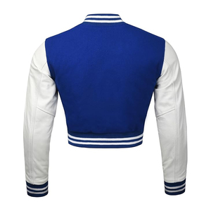 Custom <b>Womens</b> Baseball Jacket Cropped Varsity <b>Coat</b> Fashion Apparel Supplier USA - Product Image 3