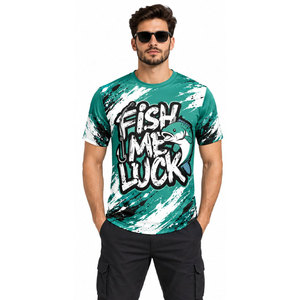 เสื้อยืดโพลีเอสเตอร์แห้งเร็วพิมพ์ลาย Fish Time Luck สำหรับผู้ชาย UPF 50 ชุดตกปลาสำหรับกิจกรรมกลางแจ้ง - Product Image 4