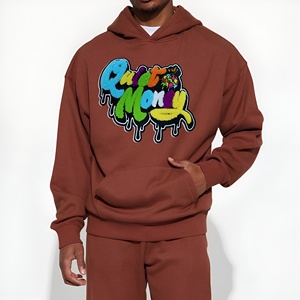 Sudadera con Capucha Oversize de Algodón y Felpa con Estampado de Graffiti Marrón, Estilo Urbano, Personalizable OEM ODM - Product Image 1