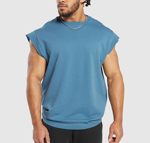 Camiseta Deportiva sin Mangas para Hombre, Mezcla de Algodón, Cuello Redondo, Chaleco Atlético para Gimnasio, Correr, Entrenamiento, Secado Rápido, Transpirable - Product Image 1