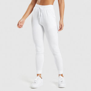 Pantalones Deportivos de Felpa de Algodón Peinado de Alta Calidad para Mujer, Temporada de Invierno, para Yoga y Deportes, con Decoración de Logotipo en Encaje, Corte Ajustado - Product Image 1