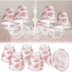 VIHOSE 6pcs Chandelier Lamp Shades Small French Countryside Toile Chinoiserie Style with Bulb <b>Clips</b> for Country & Urban Decor - Product Image 1