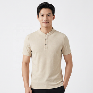 เสื้อเชิ้ตแขนสั้นผู้ชาย ผ้าถักเนื้อลินิน ป้องกันขนร่วง สีพื้น ลำลอง ติดกระดุมด้านหน้า ทรงปกติ - Product Image 4