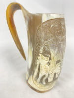Viking Religieux Corne Tasse À Boire Corne De Buffle Originale Sculpté Conception D'animal Finition Polie Authentique Viking Boire