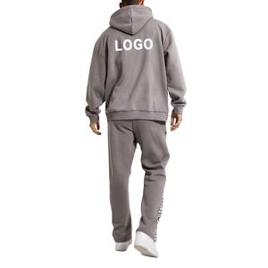 Survêtement évasé brodé lavé à l'acide vieilli personnalisé survêtement à capuche et pantalon de survêtement ensemble avec pantalon évasé - Product Image 3