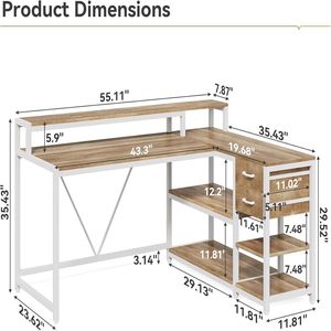 Space-Saving L-Shaped Corner Computer <b>Desk</b> with Storage <b>Study</b> <b>Desk</b> - Product Image 5