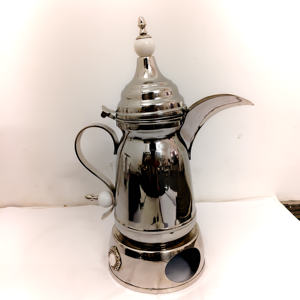 Base Calentadora Premium para Cafetera Árabe Dallah Plateada - Diseño Clásico 1L, Tetera Ecológica con Detalles de Mármol Blanco para Buffets y Eventos - Product Image 2